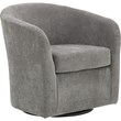 Pemberly Row Set of 2 Traditional Fabric Curved Arm Swivel Tub Chair in Gray