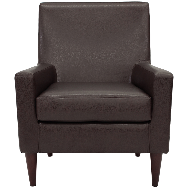 Pemberly Row Set of 2 Traditional Faux Leather Arm Chair in Dark Brown