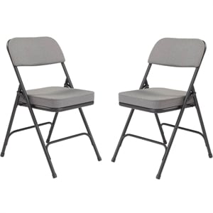 Pemberly Row 32&quot Fabric Upholstered Folding Chair in Charcoal Gray (Set of 2)