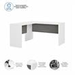 Pemberly Row Set of 2 L-Shaped Desk & Mobile File Cabinet in White & Gray