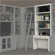 Pemberly Row Farmhouse White Wood Library Desk and Hutch with Adjustable Shelves