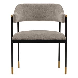 Pemberly Row Contemporary Dining Armchair with Metal Frame in Stone