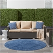 Pemberly Row Contemporary 6' Round Navy Blue Fabric Outdoor Area Rug