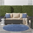 Pemberly Row Contemporary 6' Round Navy Blue Fabric Outdoor Area Rug