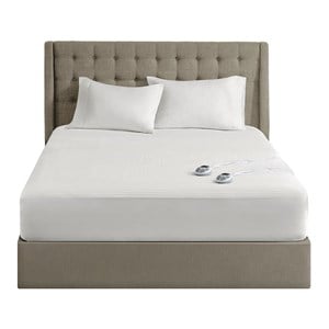 Pemberly Row 39x75&quot Polyester Fabric Waterproof Heated Mattress Pad in White