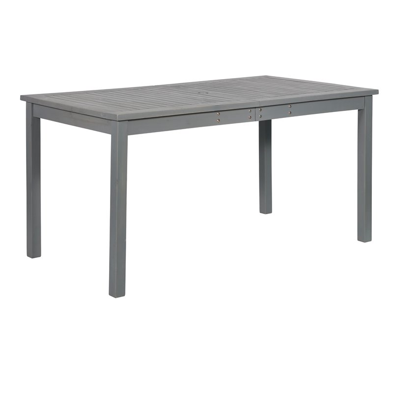 Pemberly Row Contemporary Outdoor Wood Patio Dining Table in Gray Wash