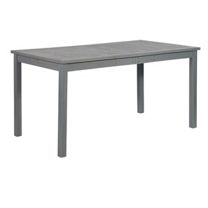 Pemberly Row Contemporary Outdoor Wood Patio Dining Table in Gray Wash