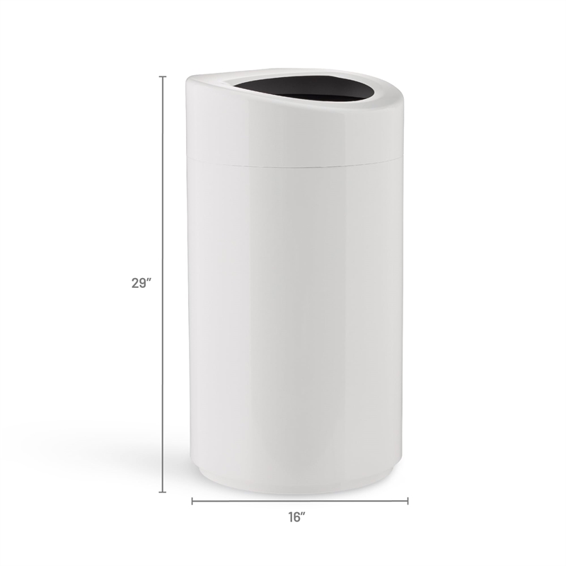 Pemberly Row Contemporary Metal Open Top Receptacle 14 Gallon in White