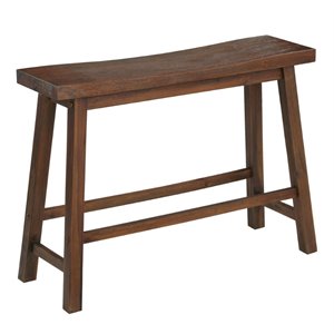 Pemberly Row Wood Backless Bench in Chestnut Wire-Brush Finish