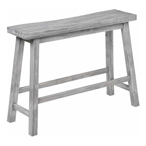 Pemberly Row Wood Backless Bench in Storm Gray Wire-Brush Finish