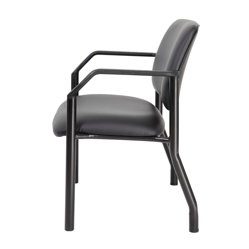 Pemberly Row Contemporary Upholstered Vinyl Guest Chair in Black