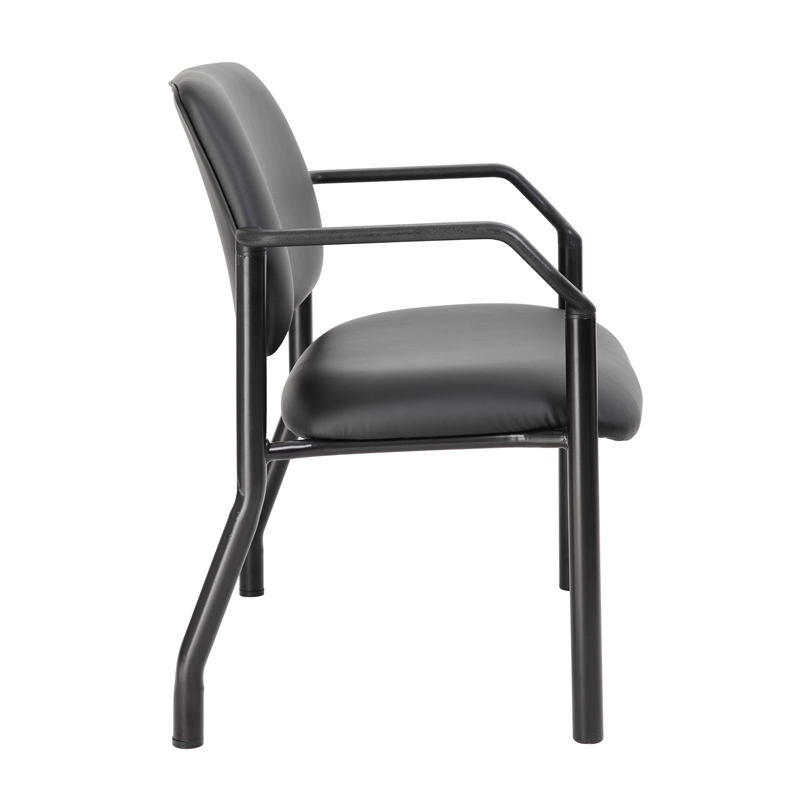 Pemberly Row Contemporary Upholstered Vinyl Guest Chair in Black