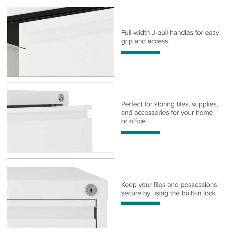 Pemberley Row Metal White Filing Cabinet Rectangular Lockable 30