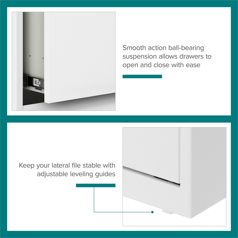 Pemberley Row Metal White Filing Cabinet Rectangular Lockable 30