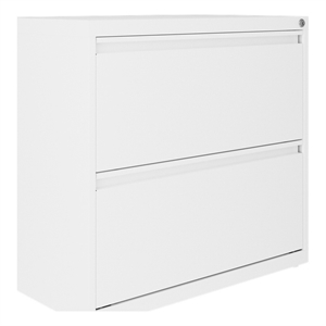 Pemberley Row Metal White Filing Cabinet Rectangular Lockable 30&quot Unassembled