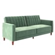 Pemberly Row Tufted Transitional Futon in Light Green Velvet