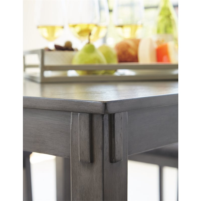 Pemberly Row Contemporary 5 Piece Square Dining Table Set in Gray