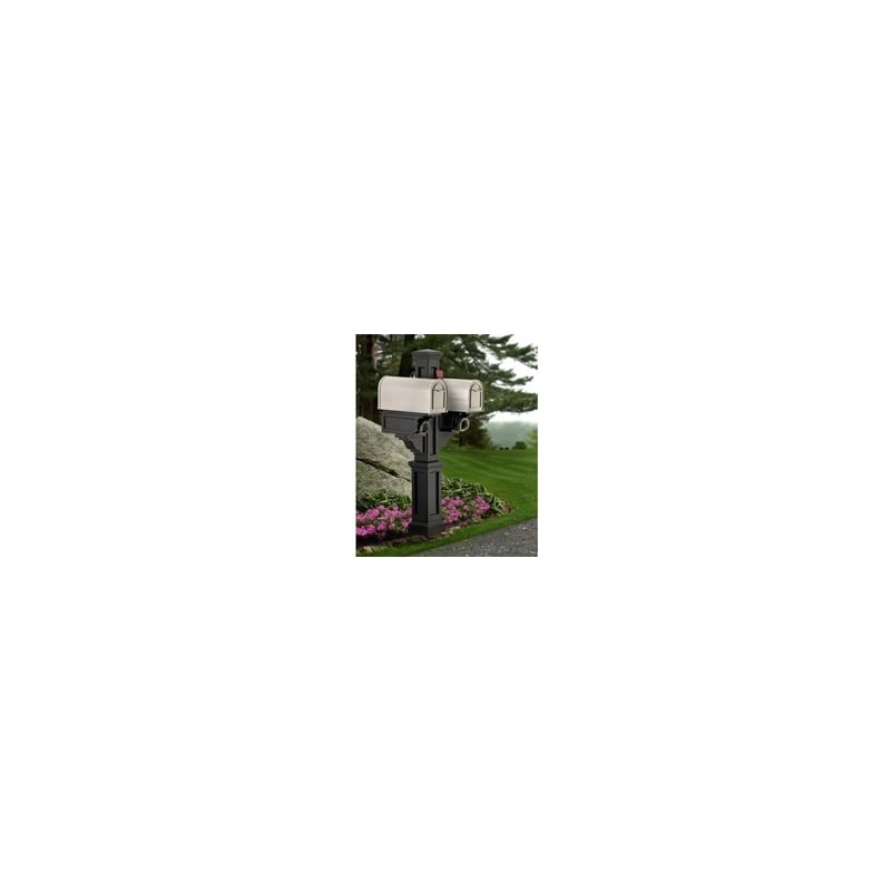 Pemberly Row Contemporary Double Traditional Plastic Mail Post in Black