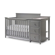 Pemberly Row Contemporary Crib and Changer Panel Crib in Weathered Gray