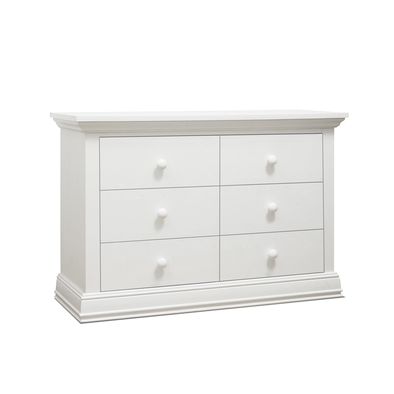 Pemberly Row Contemporary Wood Double Dresser in White Finish