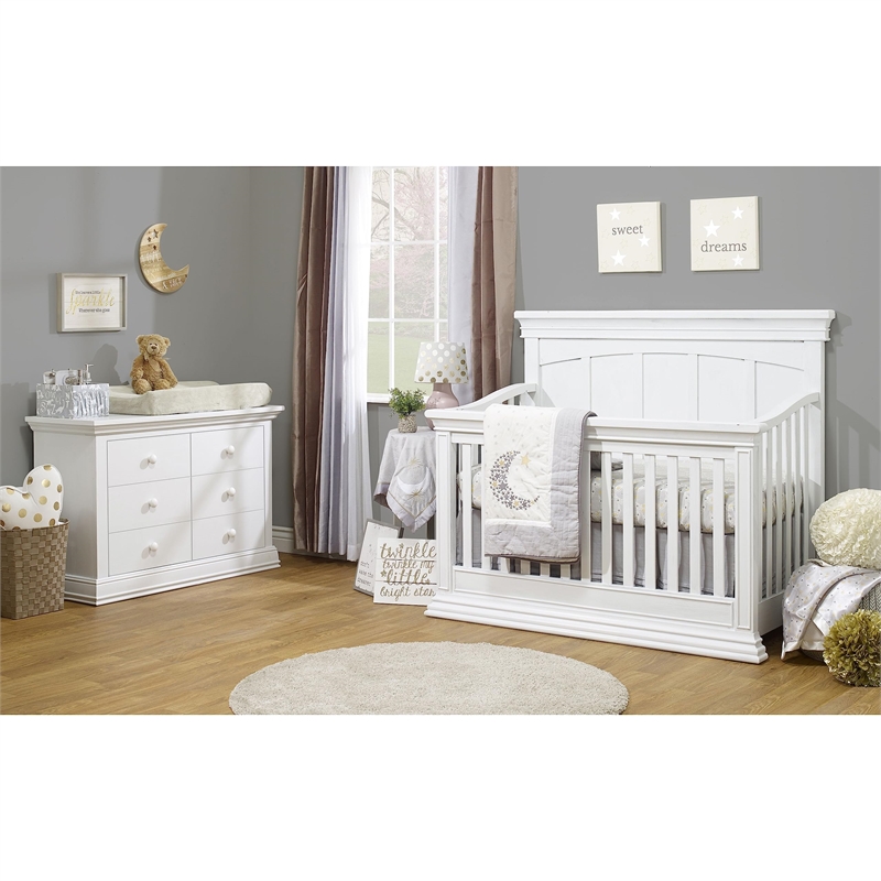 Pemberly Row Contemporary Wood Double Dresser in White Finish