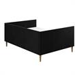Pemberly Row Mid Century Upholstered Daybed Full Size in Black Velvet
