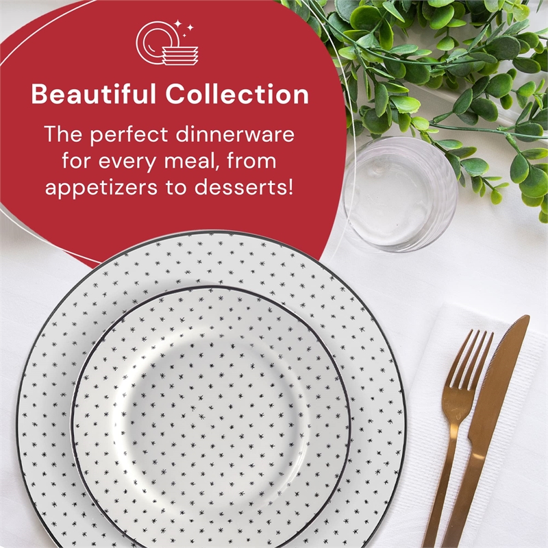 Pemberly Row Porcelain Dinnerset 12 Piece in Black White Sketch