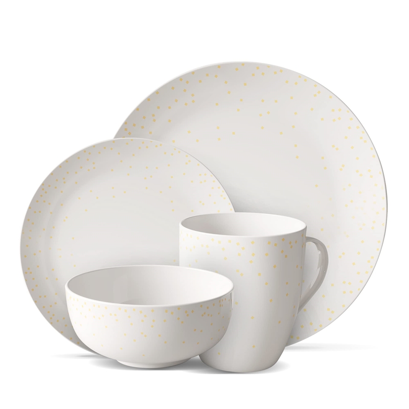 Pemberly Row Porcelain Dinnerset 16 Piece in Coupe Diamond Confetti