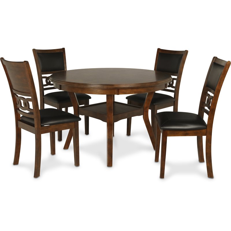 Pemberley Row Solid Wood Brown Dining Set Round Elegant Details 47