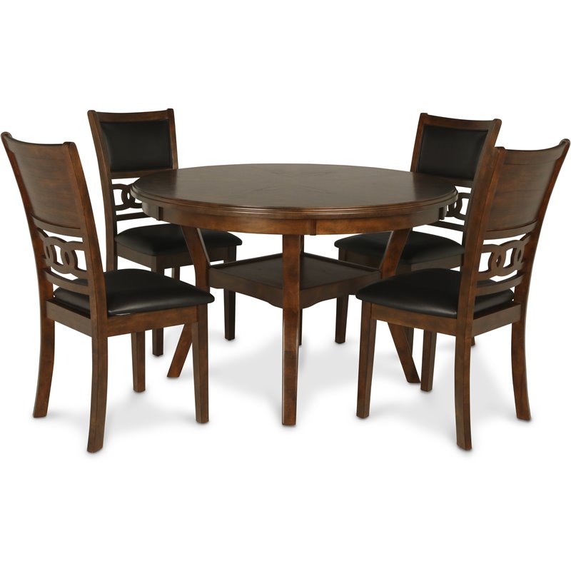 Pemberley Row Solid Wood Brown Dining Set Round Elegant Details 47