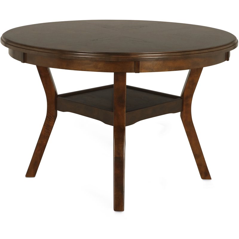 Pemberley Row Solid Wood Brown Dining Set Round Elegant Details 47