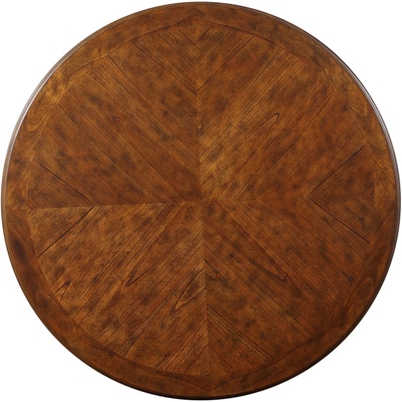 Pemberley Row Solid Wood Brown Dining Set Round Elegant Details 47