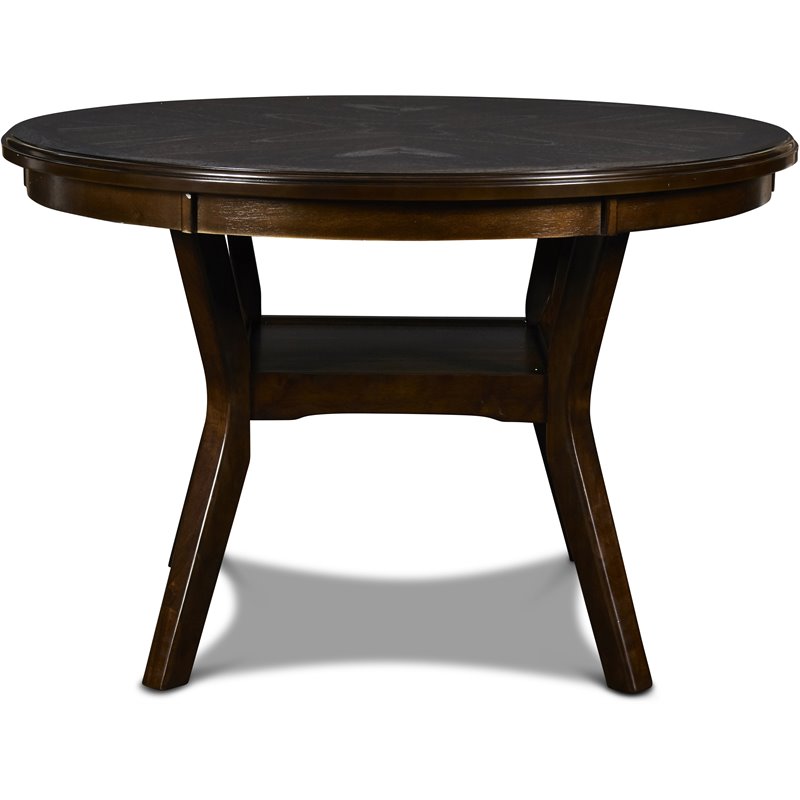 Pemberly Row Solid Wood 5-Piece Round Dining Set in Cherry Brown