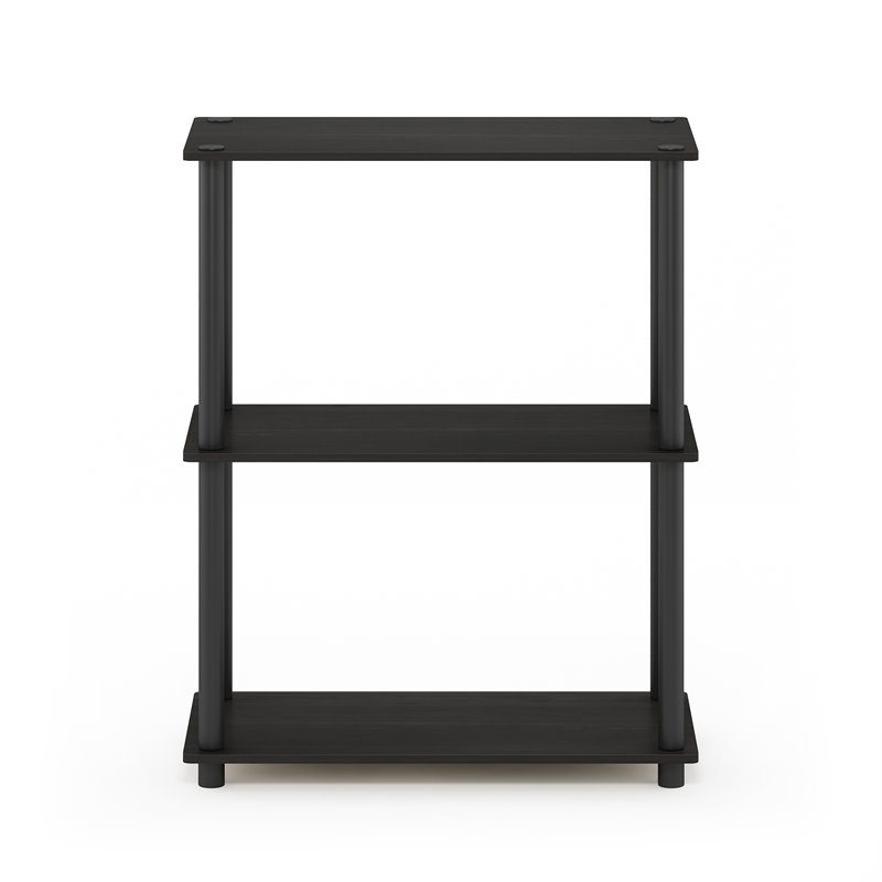Pemberly Row Turn-N-Tube Wood 3-Tier Shelf Display Rack in Espresso/Black