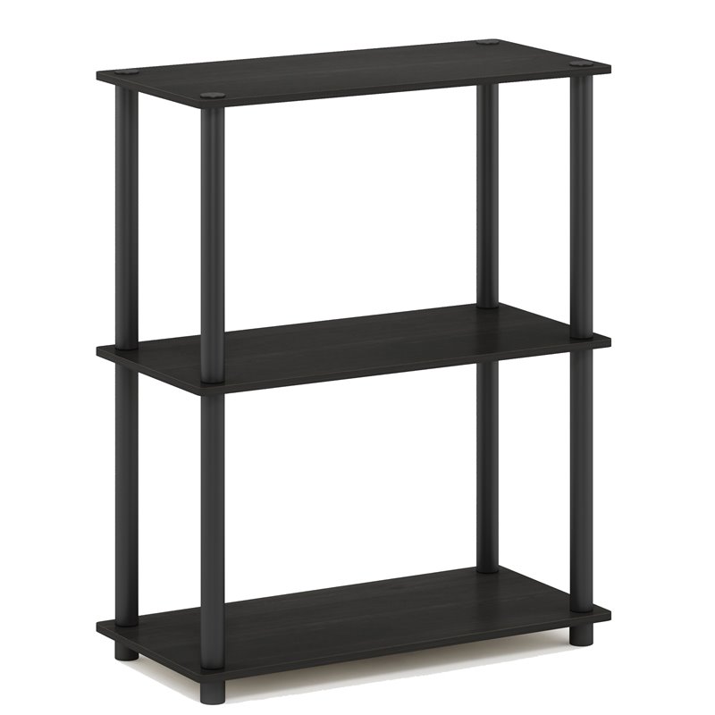 Pemberly Row Turn-N-Tube Wood 3-Tier Shelf Display Rack in Espresso/Black
