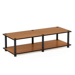 Pemberly Row Wood Wide TV Stand for TV up to 46&quot in Light Cherry/Black