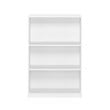 Pemberly Row Contemporary Wood 3-Tier Adjustable Shelf Bookcase in White