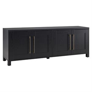 Pemberly Row Contemporary Engineered Wood 68&quot Black Grain TV Stand
