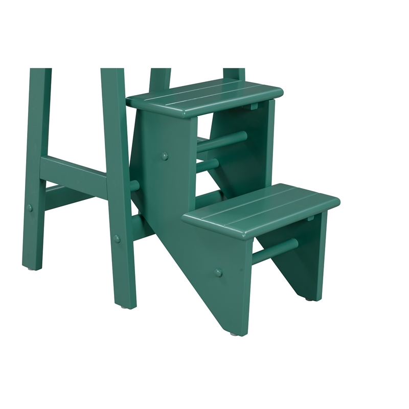 Pemberly Row Wood 24.5 in. Folding Step Stool in Jadepool Green Finish