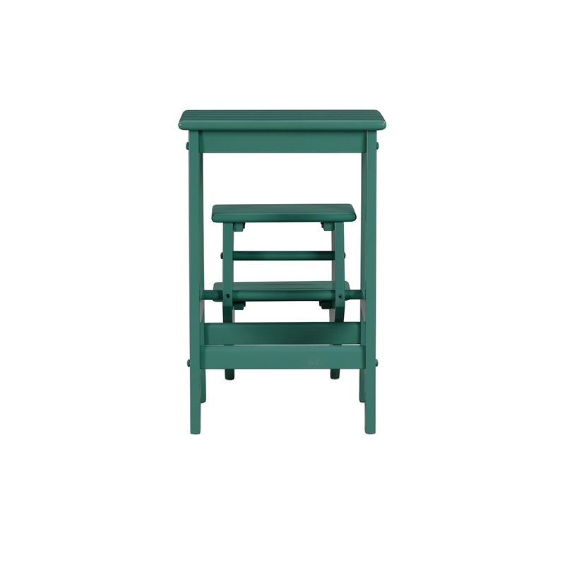 Pemberly Row Wood 24.5 in. Folding Step Stool in Jadepool Green Finish