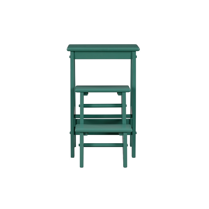 Pemberly Row Wood 24.5 in. Folding Step Stool in Jadepool Green Finish