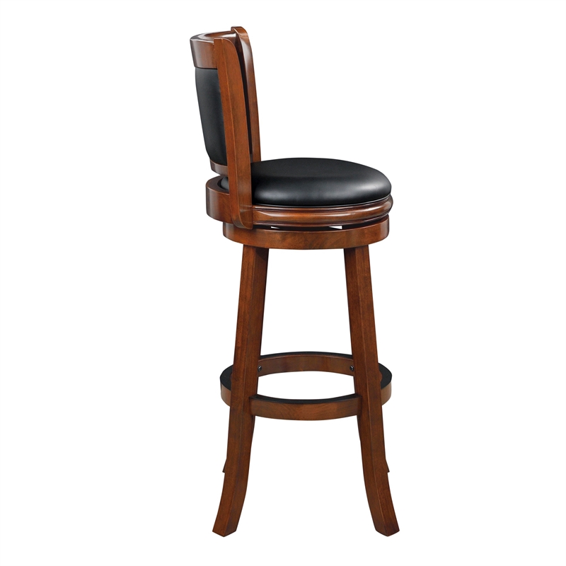 Pemberly Row Contemporary Wood Extra Tall Swivel Bar Stool in Cherry