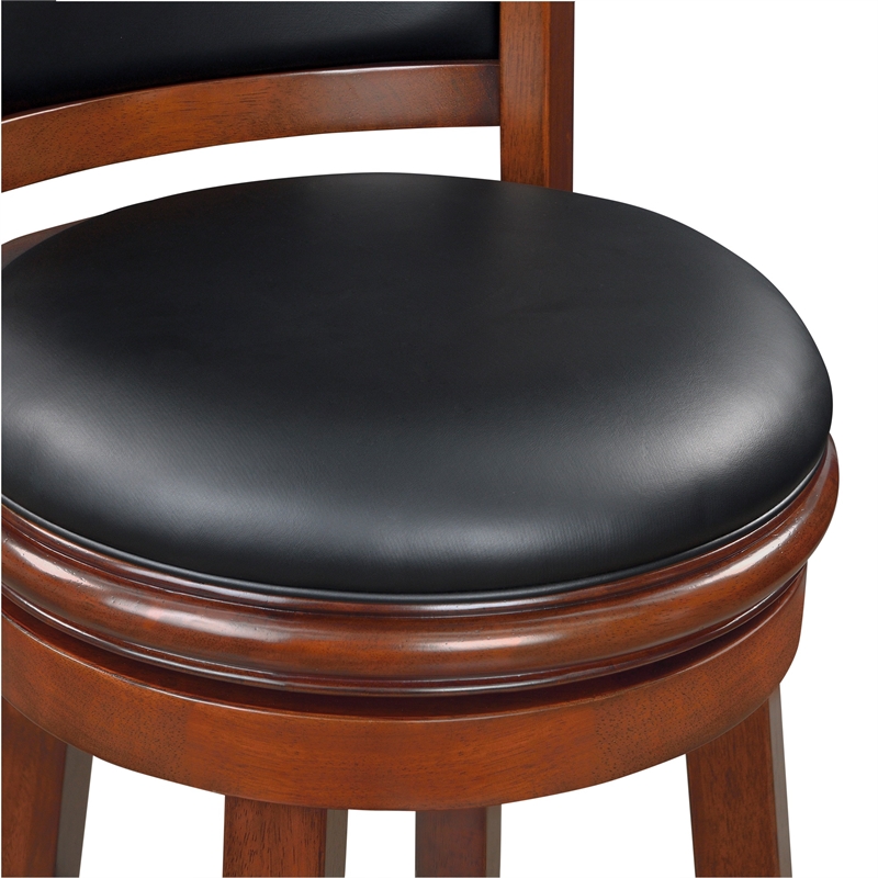 Pemberly Row Contemporary Wood Extra Tall Swivel Bar Stool in Cherry