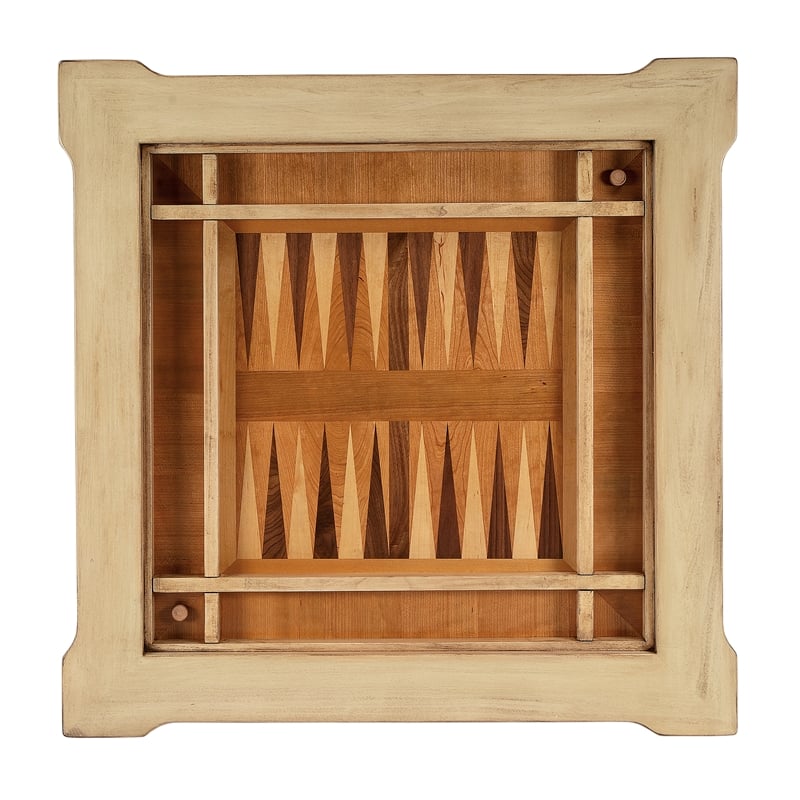 Pemberly Row Contemporary Antique Beige Multi-Game Card Table
