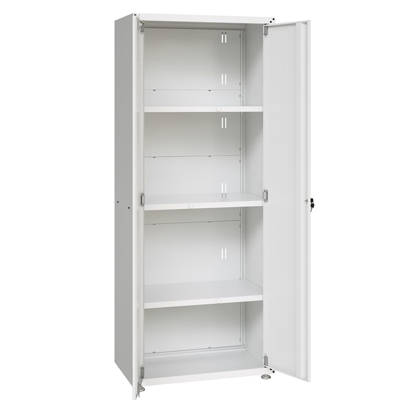 Pemberly Row Contemporary Tall Wood Garage Cabinet in White Finish