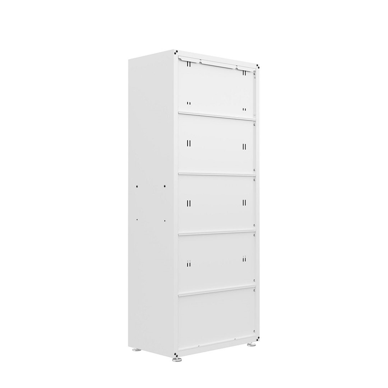 Pemberly Row Contemporary Tall Wood Garage Cabinet in White Finish