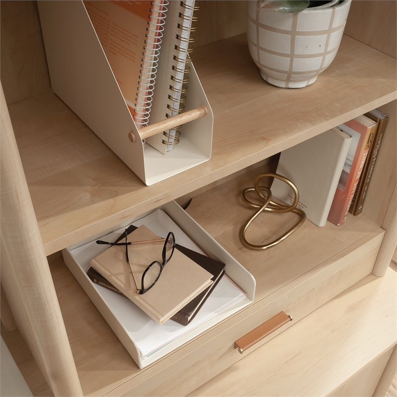 Pemberly Row Transitional Engineered Wood Library Hutch in Maple