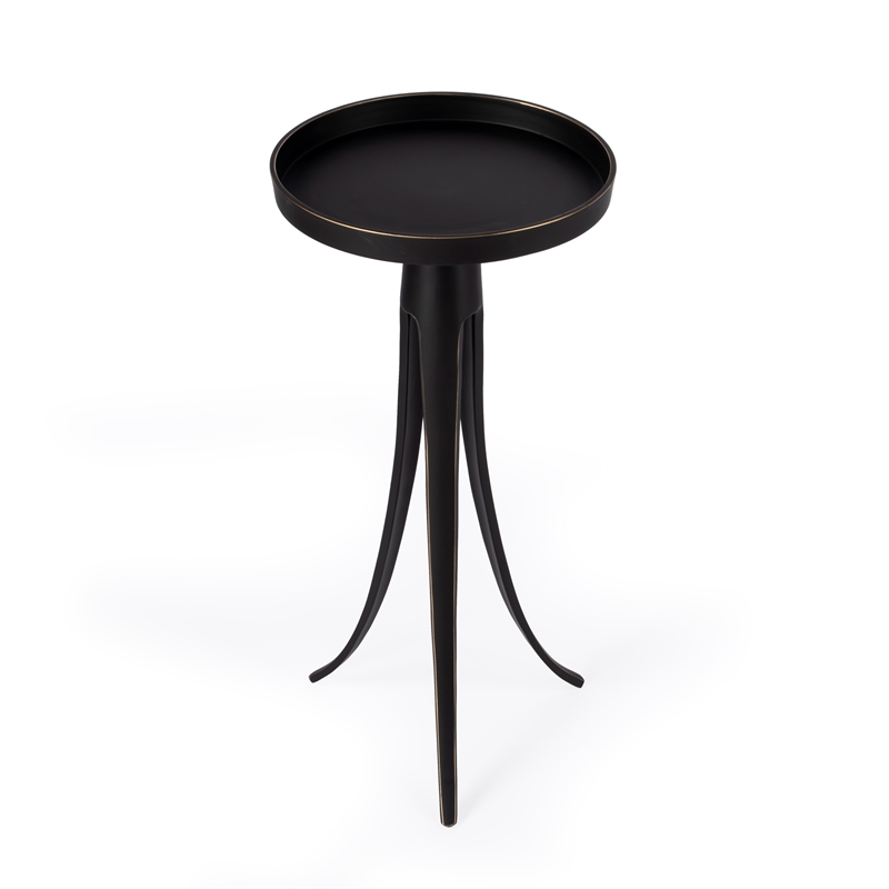 Pemberly Row Contemporary Metal Large Pedestal Side Table in Black