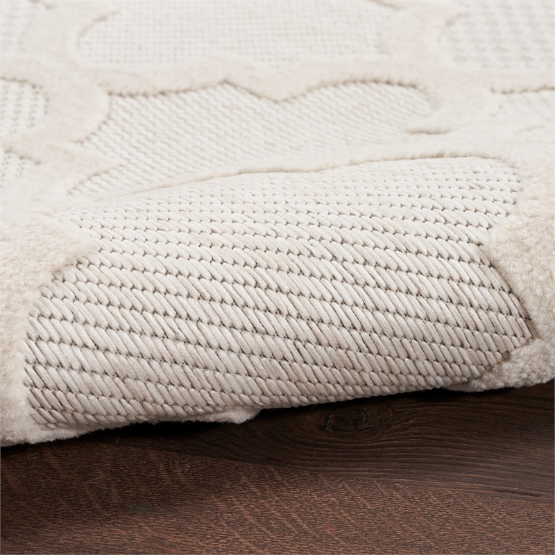 Pemberly Row Easy Care 7' x 10' Ivory White Fabric Modern Area Rug