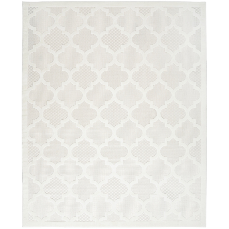 Pemberly Row Easy Care 7' x 10' Ivory White Fabric Modern Area Rug